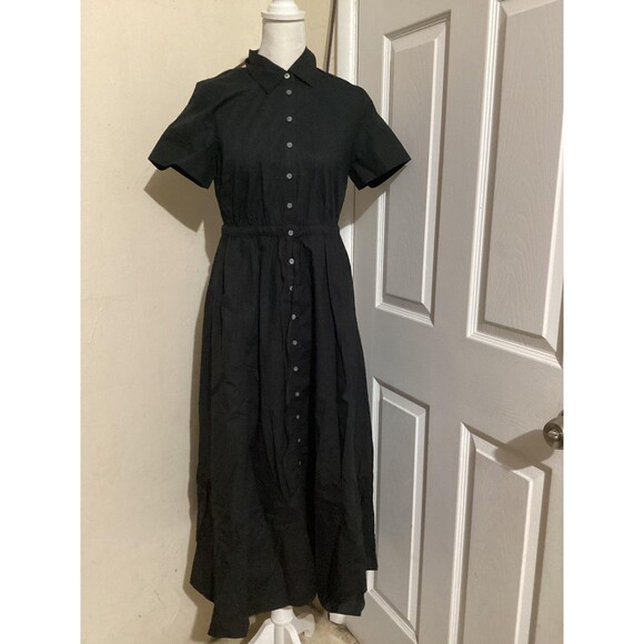 J Crew Dress Womens Petite 00P Short Sleeve Button Down Midi Pockets - Picture 2 of 7